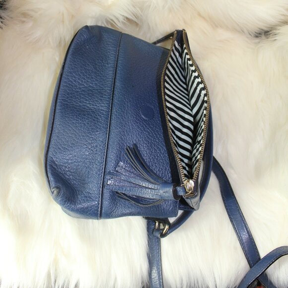 Kate Spade Blue Pebbled Leather Polly Large Convertible Crossbody Handbag Purse - Picture 5 of 9